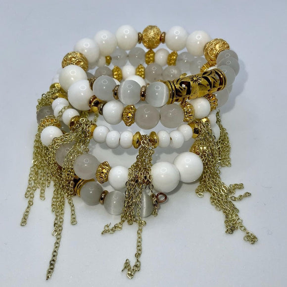 White with a hint of gold Wrap Bracelet