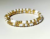 Touch of Gold & White Seed Bead Wrap Bracelet