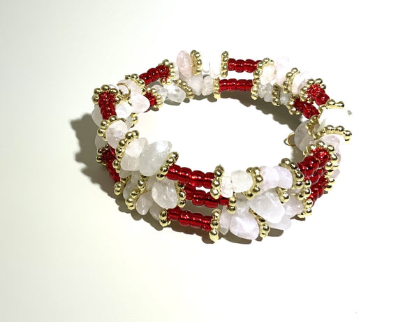 Ruby Rose Seed Bead Wrap Bracelet