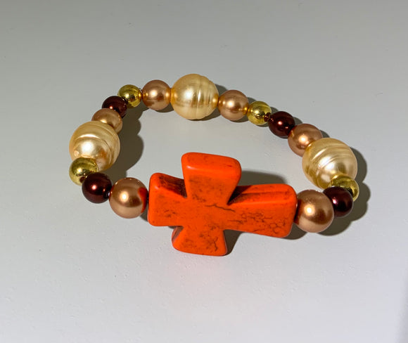 Orange Cross Bracelet