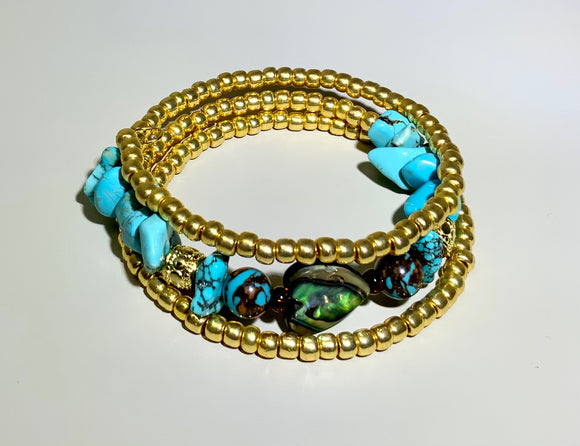 Heart of Gold Seed Bead Wrap Bracelet