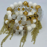 White with a hint of gold Wrap Bracelet