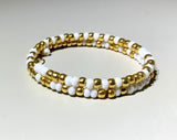 Touch of Gold & White Seed Bead Wrap Bracelet